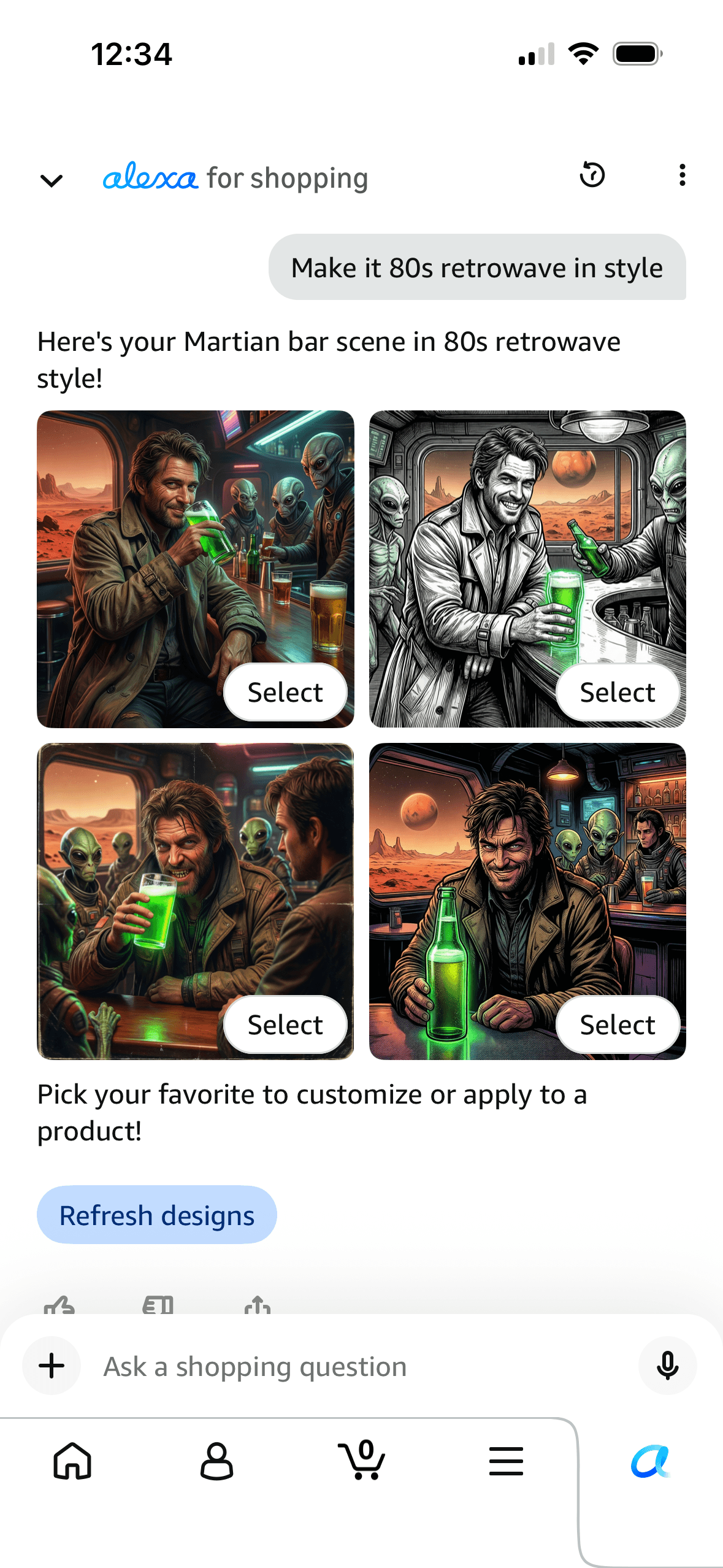 Amazon Alexa Custom AI Merch detailed prompt preview