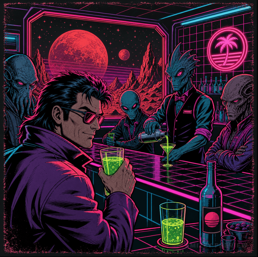 Smizzy AI t-shirt generator 80s retrowave result