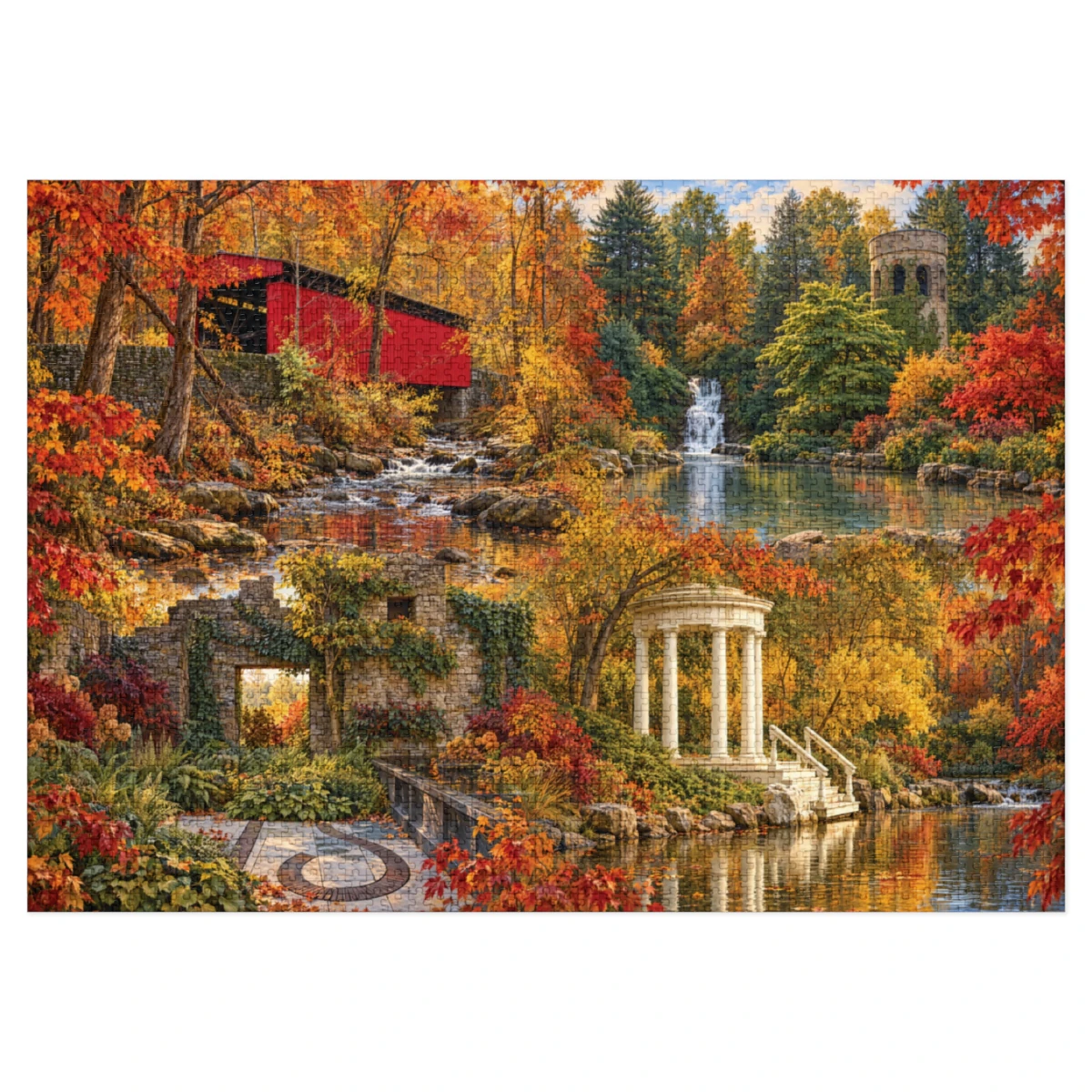 Assembled 2,000-piece Gardens & Valleys of Greater Philadelphia Autumn Jigsaw Puzzle