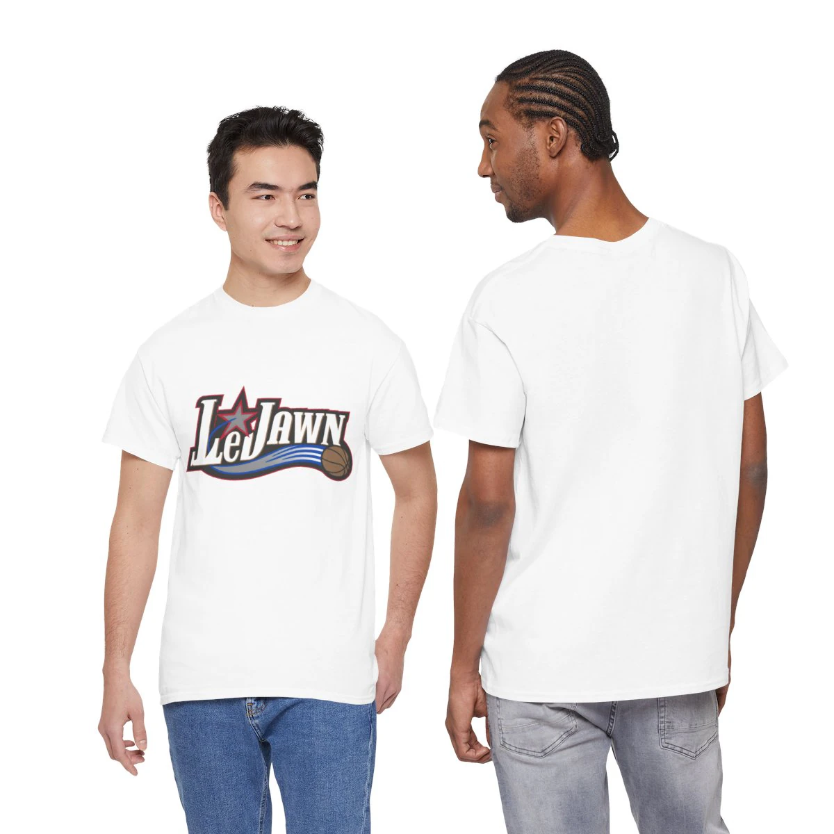 LeJawn T-Shirt - Lebron James Inspired 76ers Design - White - 8-size options - front product mockup