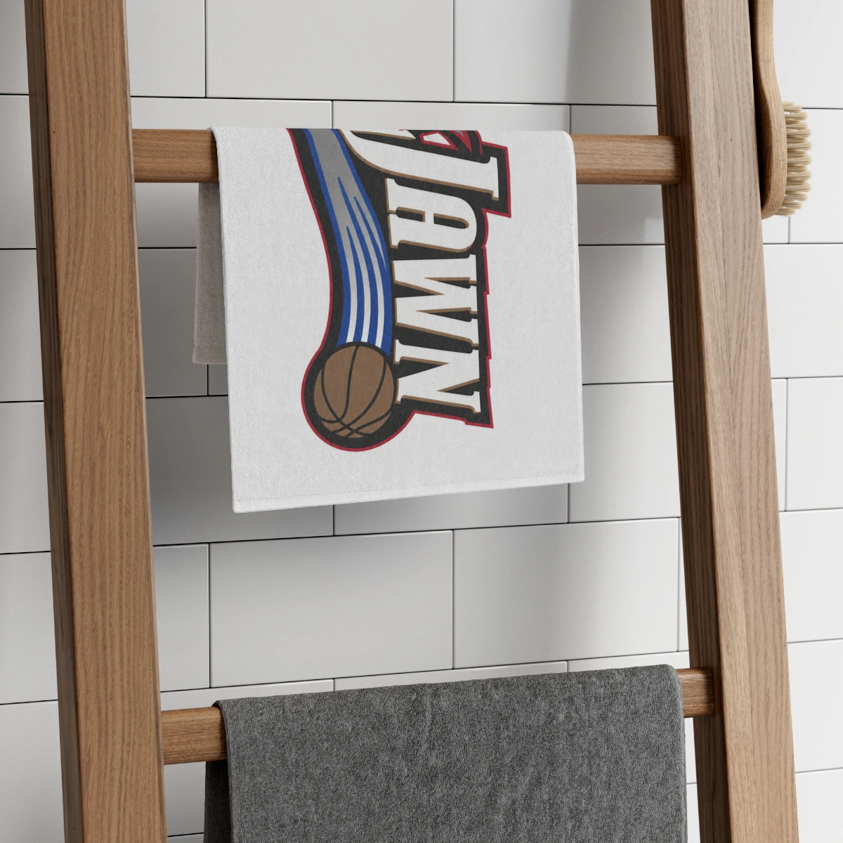 LeJawn Rally Towel, 11x18 - Lebron James Inspired 76ers Design - White - 11" × 18" - other product mockup