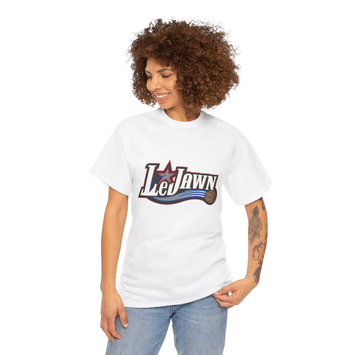 LeJawn T-Shirt - Lebron James Inspired 76ers Design - White - 8-size options - other product mockup