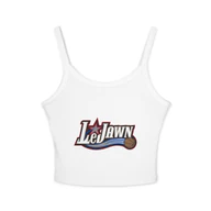 LeJawn Women's Spaghetti Strap Tank Top - Lebron James Inspired 76ers Design - Solid White Blend - 6-size options - front product mockup