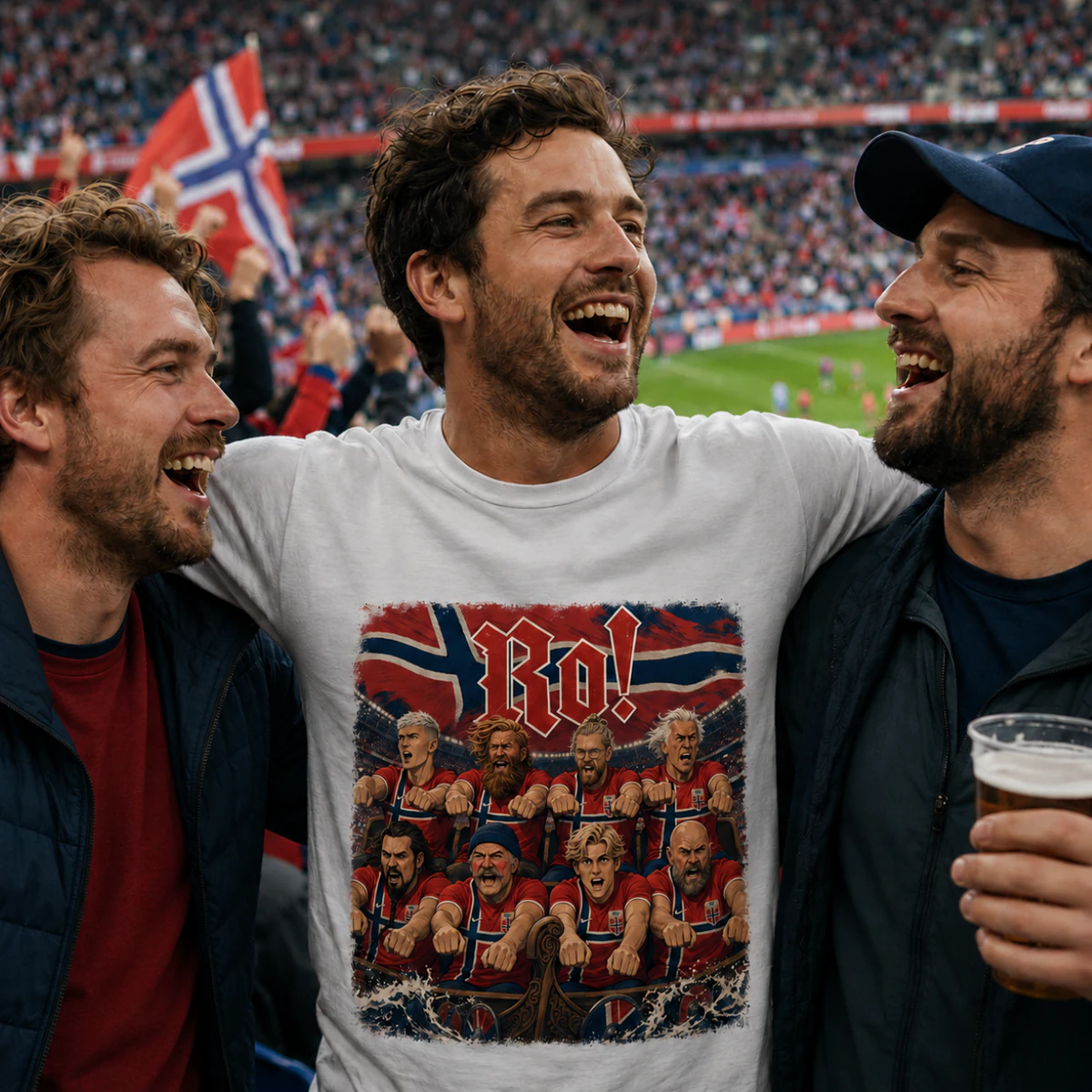 Viral Norway Viking Row "Ro!" Soccer/Football T-Shirt product mockup 2
