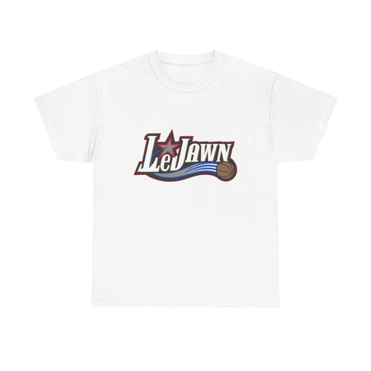 LeJawn T-Shirt - Lebron James Inspired 76ers Design - White - 8-size options - front product mockup