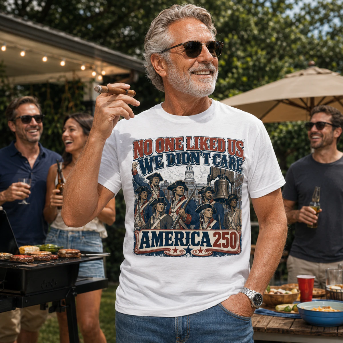 Philadelphia America 250 "No One Liked Us, We Didn't Care" Vintage Patriotic Unisex T-Shirt product mockup 1