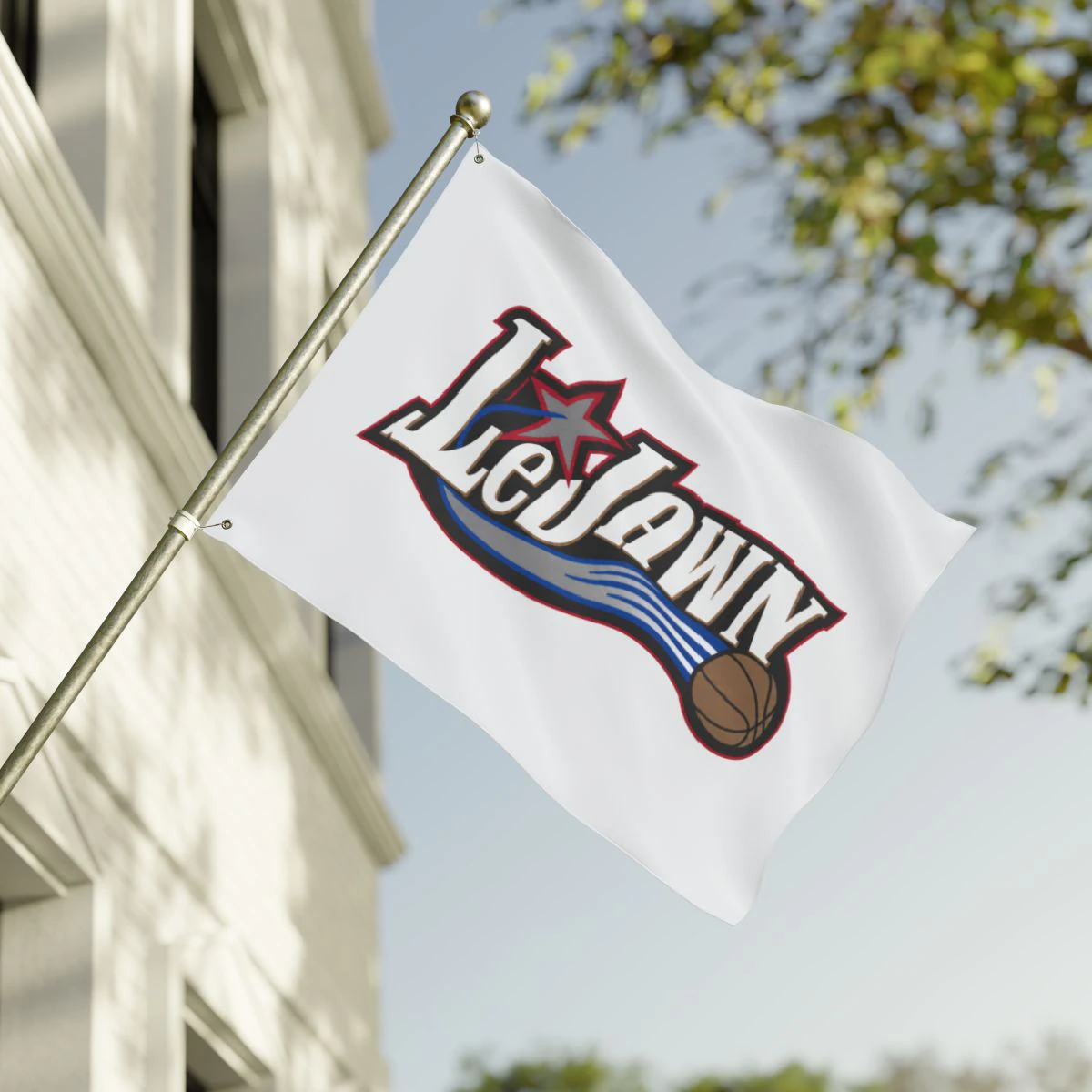 LeJawn Double Sided Tailgate Flag - Lebron James Inspired 76ers Design - color options - 30'' × 40'' - other product mockup