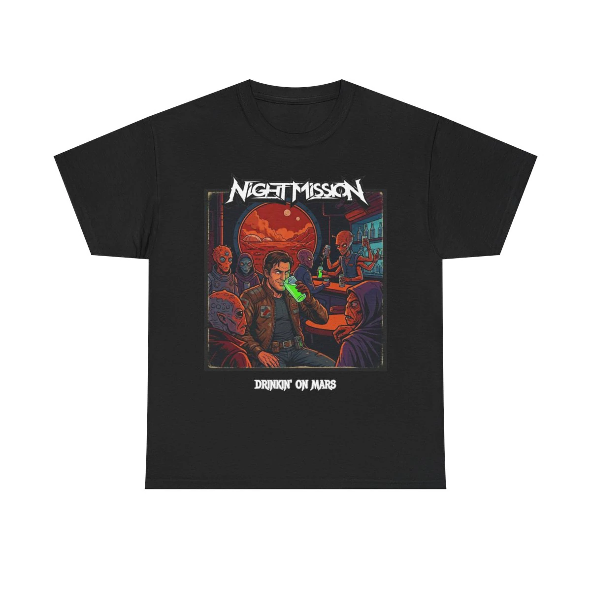Night Mission Grinning Pilot Drinkin' On Mars Shirt product mockup 1