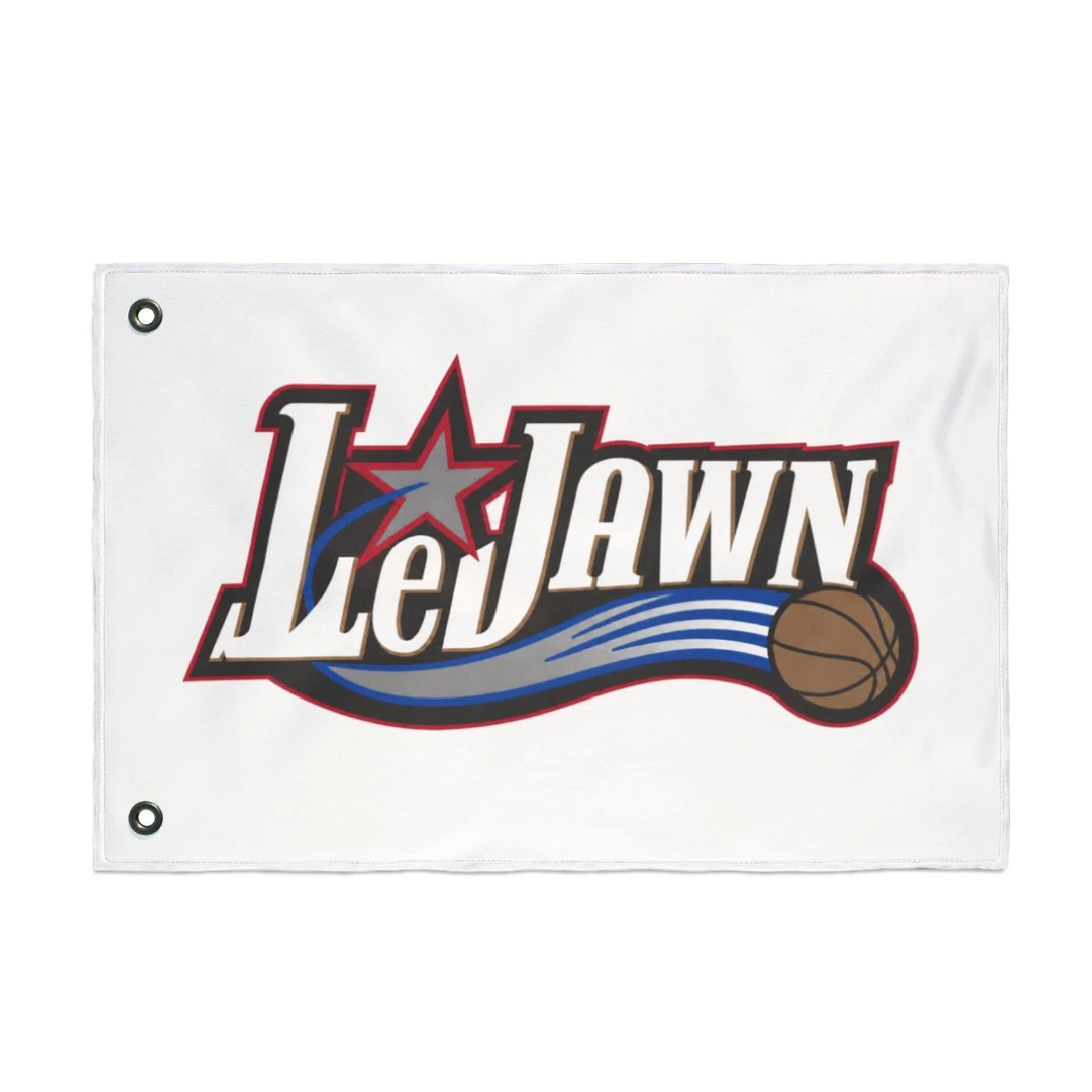 LeJawn Double Sided Tailgate Flag - Lebron James Inspired 76ers Design - color options - 12'' × 18'' - other product mockup