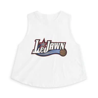 LeJawn Women's Crop Top - Lebron James Inspired 76ers Design - Solid White Blend - 5-size options - front product mockup