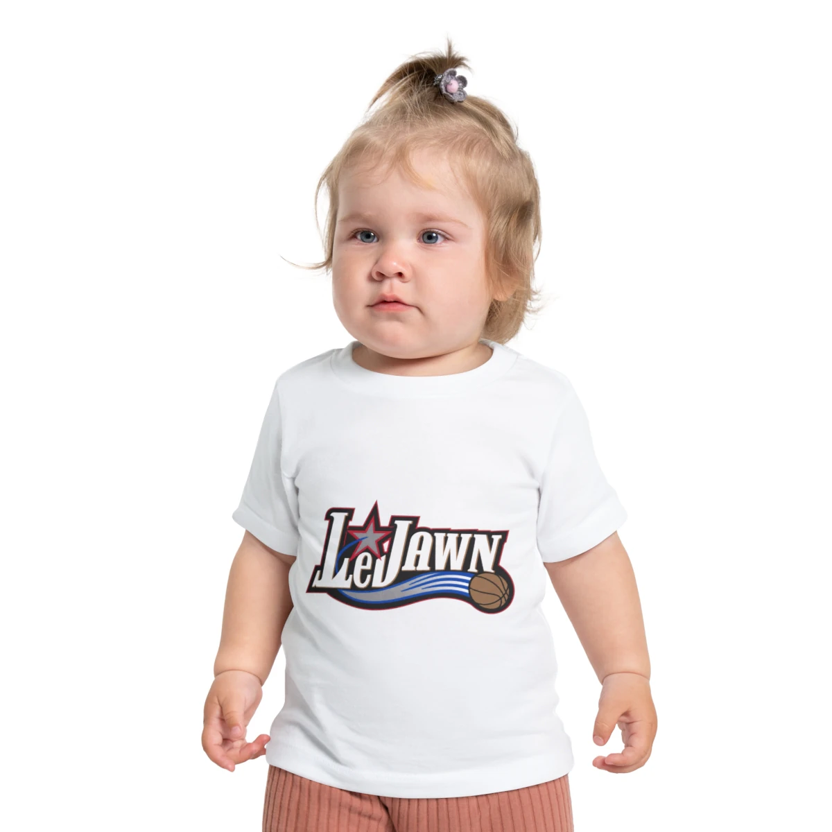 LeJawn Baby Short Sleeve T-Shirt - Lebron James Inspired 76ers Design - White - 4-size options - other product mockup