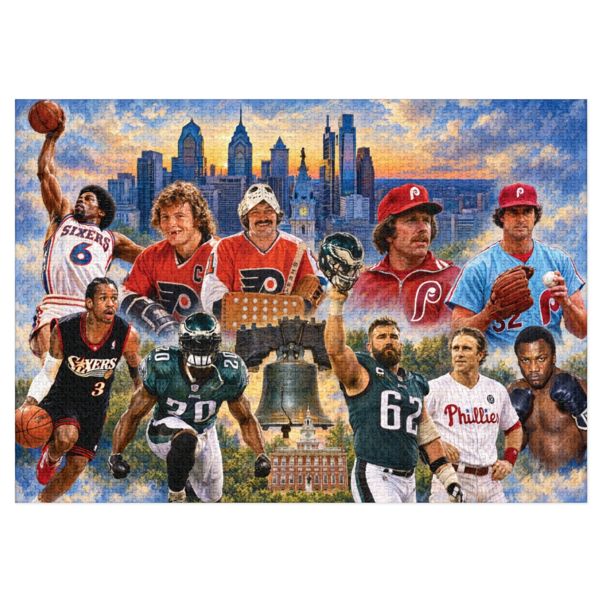 Assembled 2,000-piece Philadelphia Sports Legends Jigsaw Puzzle