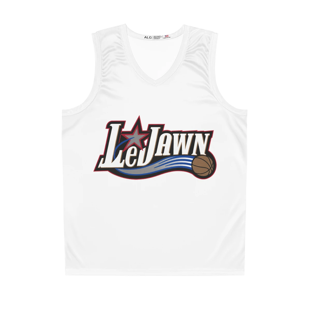 LeJawn Basketball Jersey - Lebron James Inspired 76ers Design - Seam thread color automatically matched to design - L - all product mockup