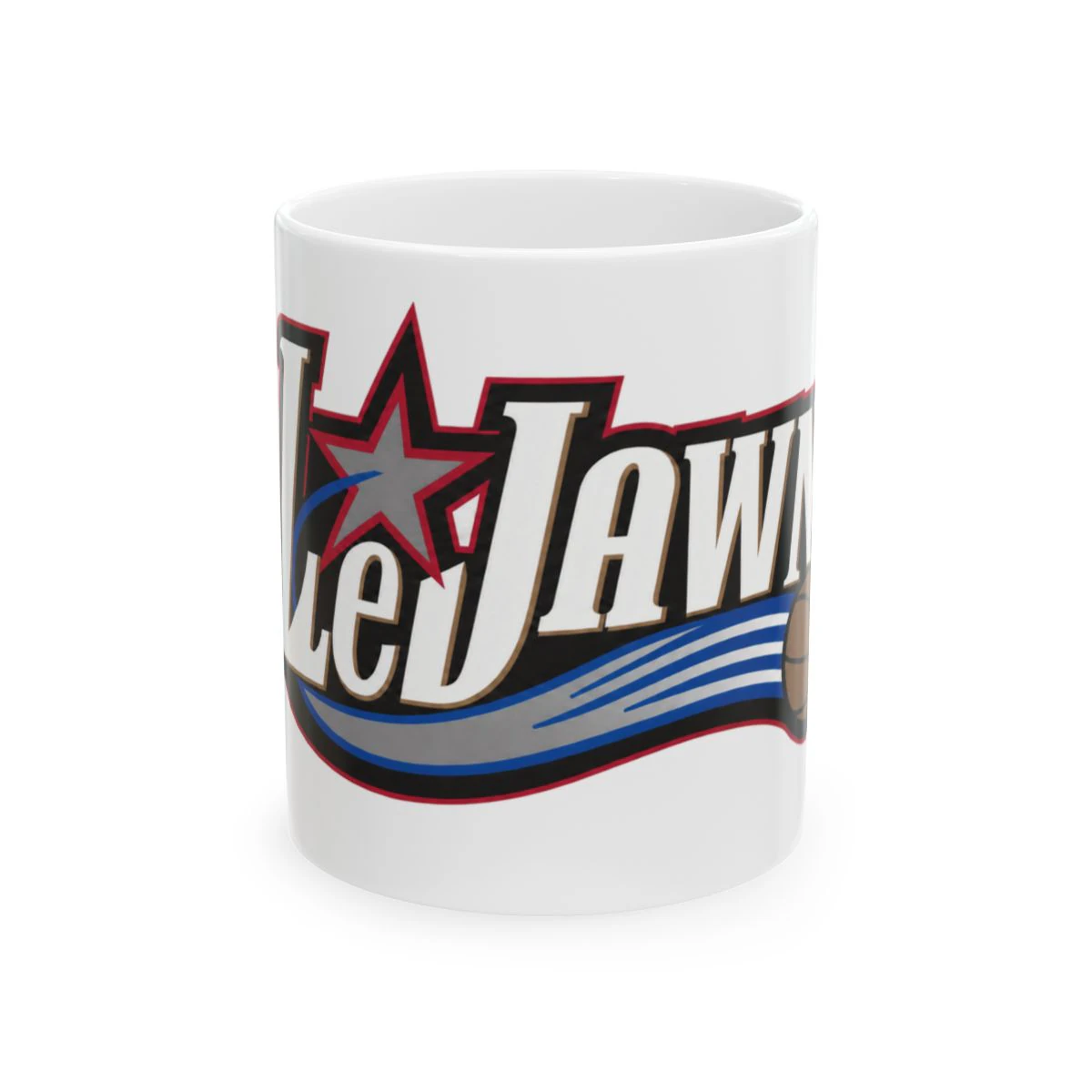 LeJawn Mug - Lebron James Inspired 76ers Design - color options - 11oz - front product mockup