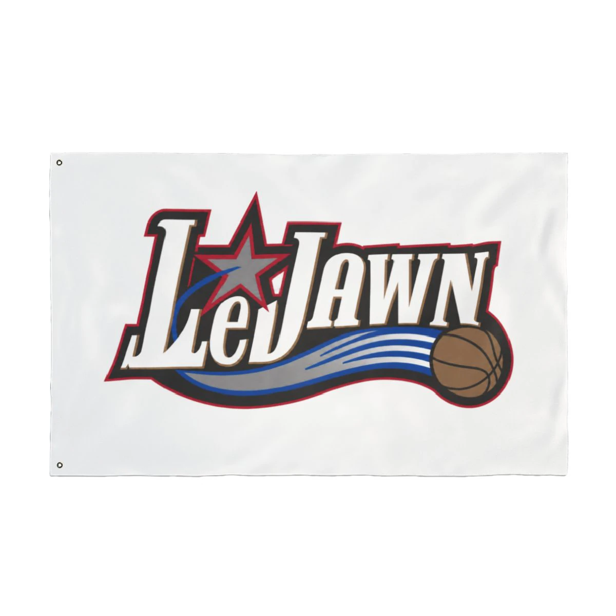 LeJawn Double Sided Tailgate Flag - Lebron James Inspired 76ers Design - color options - 36'' × 60'' - other product mockup