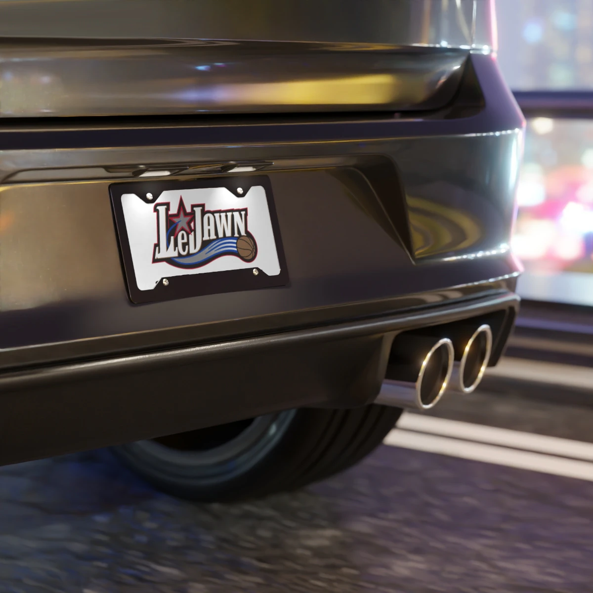 LeJawn Car Vanity Plate - Lebron James Inspired 76ers Design - color options - 12" × 6" - other product mockup
