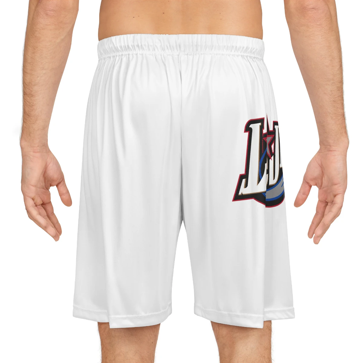 LeJawn Basketball Shorts - Lebron James Inspired 76ers Design - Seam thread color automatically matched to design - 6-size options - other product mockup