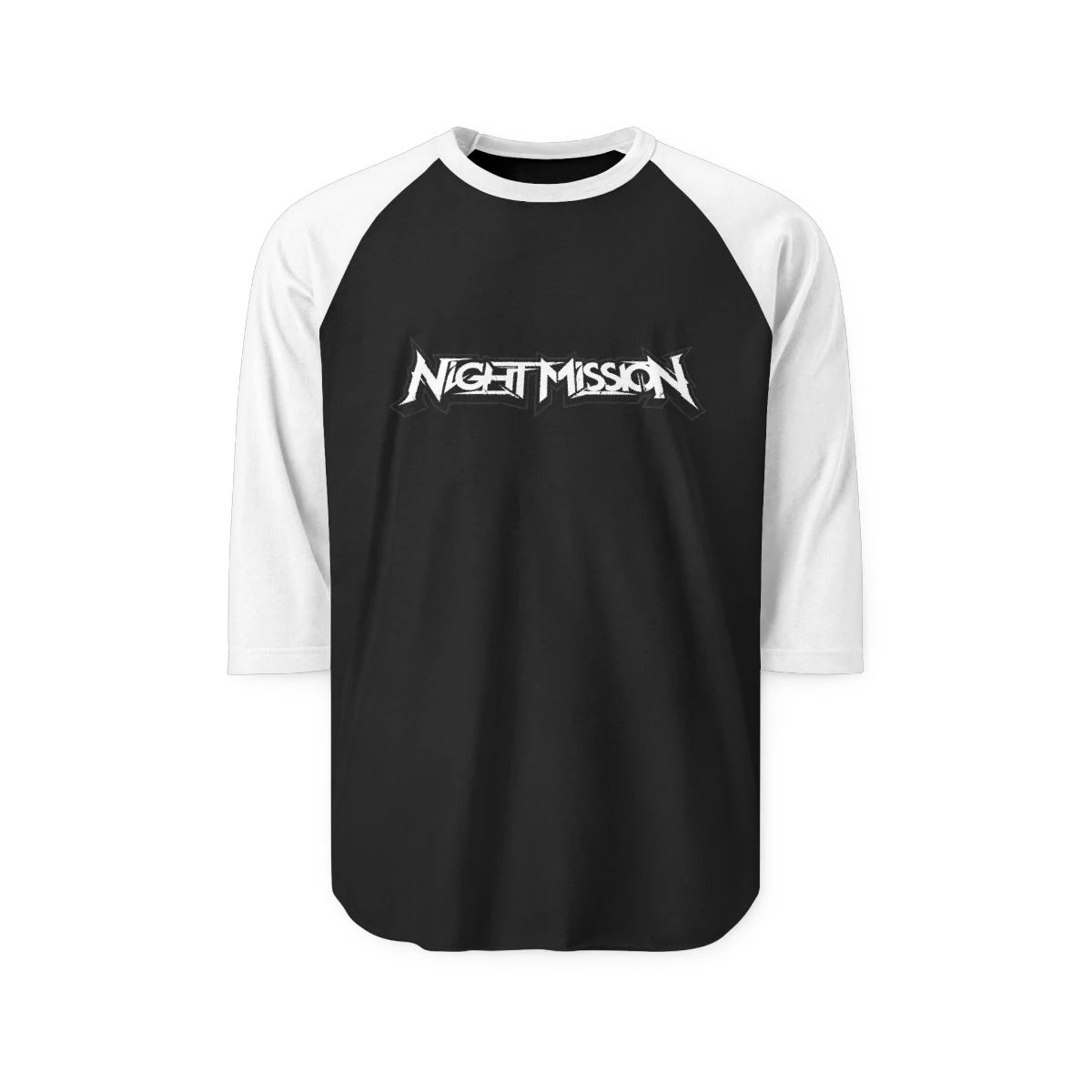 Night Mission Baseball Shirt 3/4 Sleeve Unisex Raglan product mockup 3