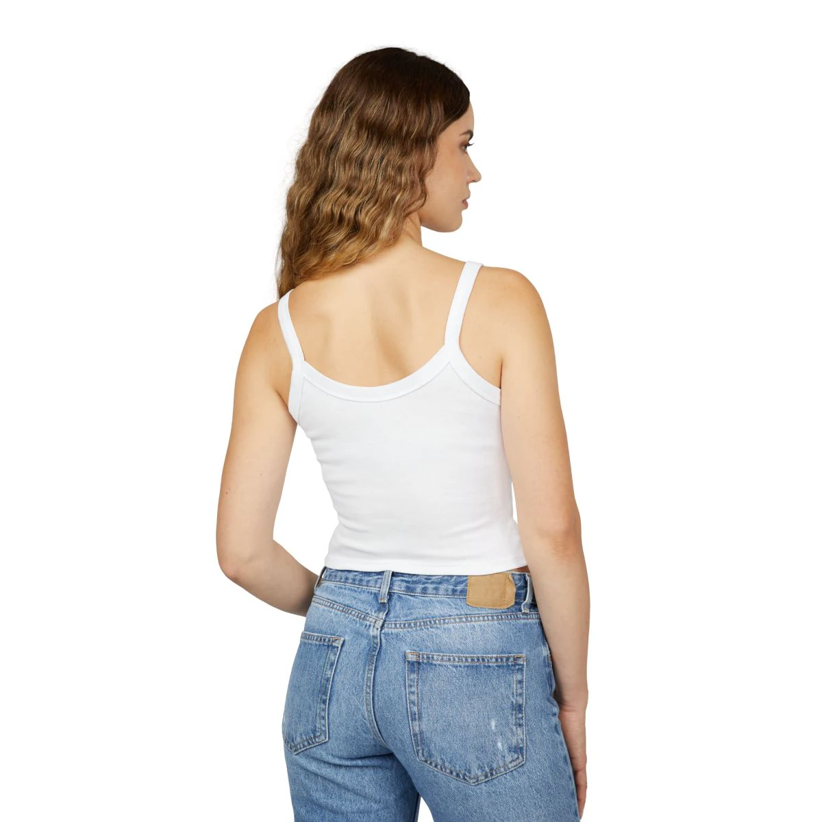 LeJawn Women's Spaghetti Strap Tank Top - Lebron James Inspired 76ers Design - Solid White Blend - 6-size options - other product mockup