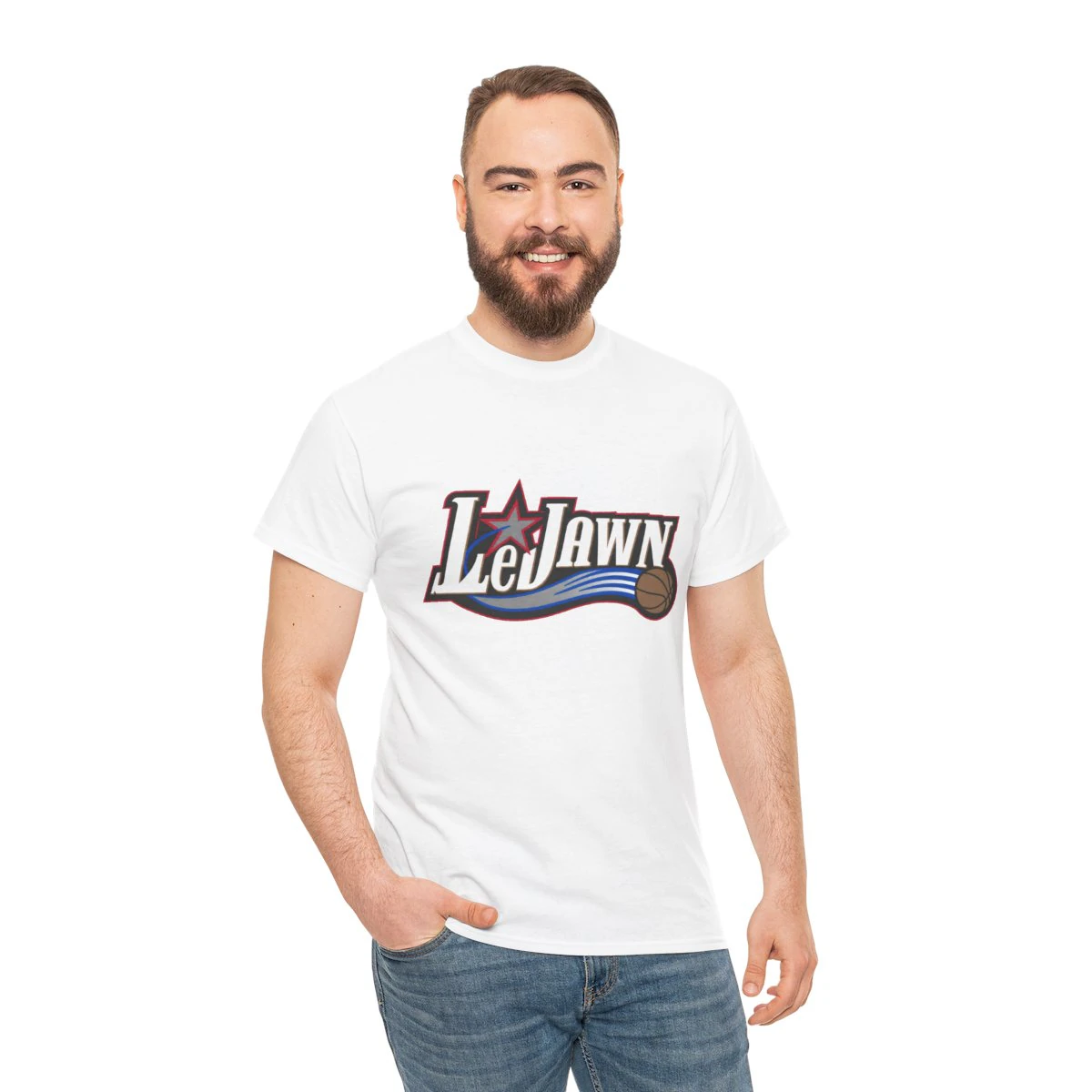 LeJawn T-Shirt - Lebron James Inspired 76ers Design - White - 8-size options - other product mockup