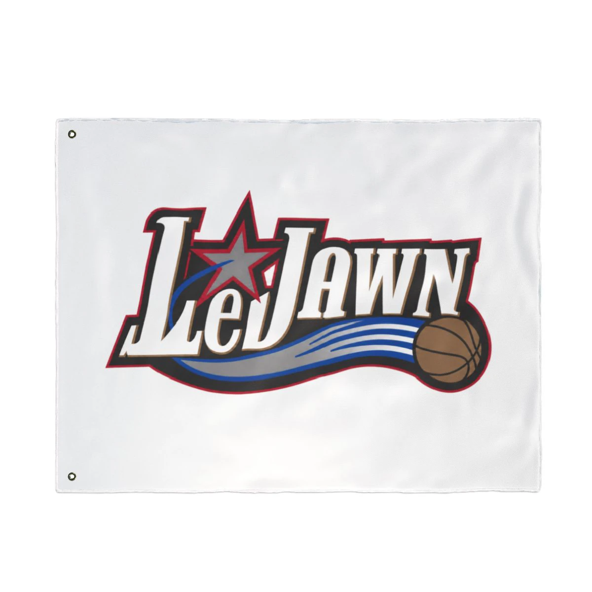 LeJawn Double Sided Tailgate Flag - Lebron James Inspired 76ers Design - color options - 30'' × 40'' - other product mockup