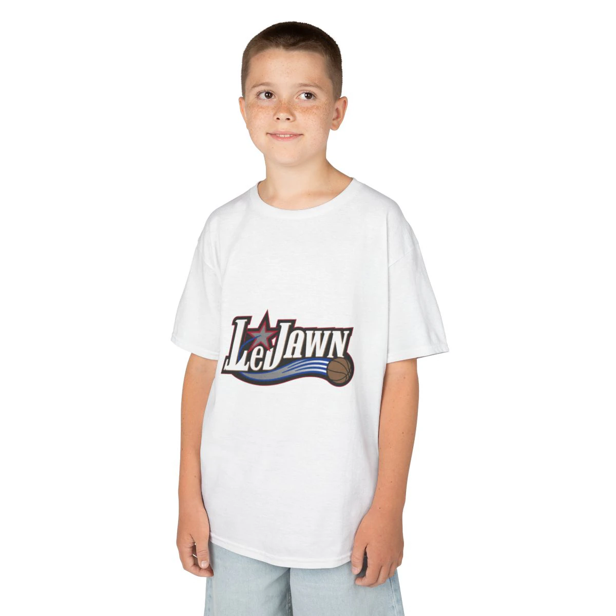 LeJawn Kids T-Shirt - Lebron James Inspired 76ers Design - White - 5-size options - other product mockup