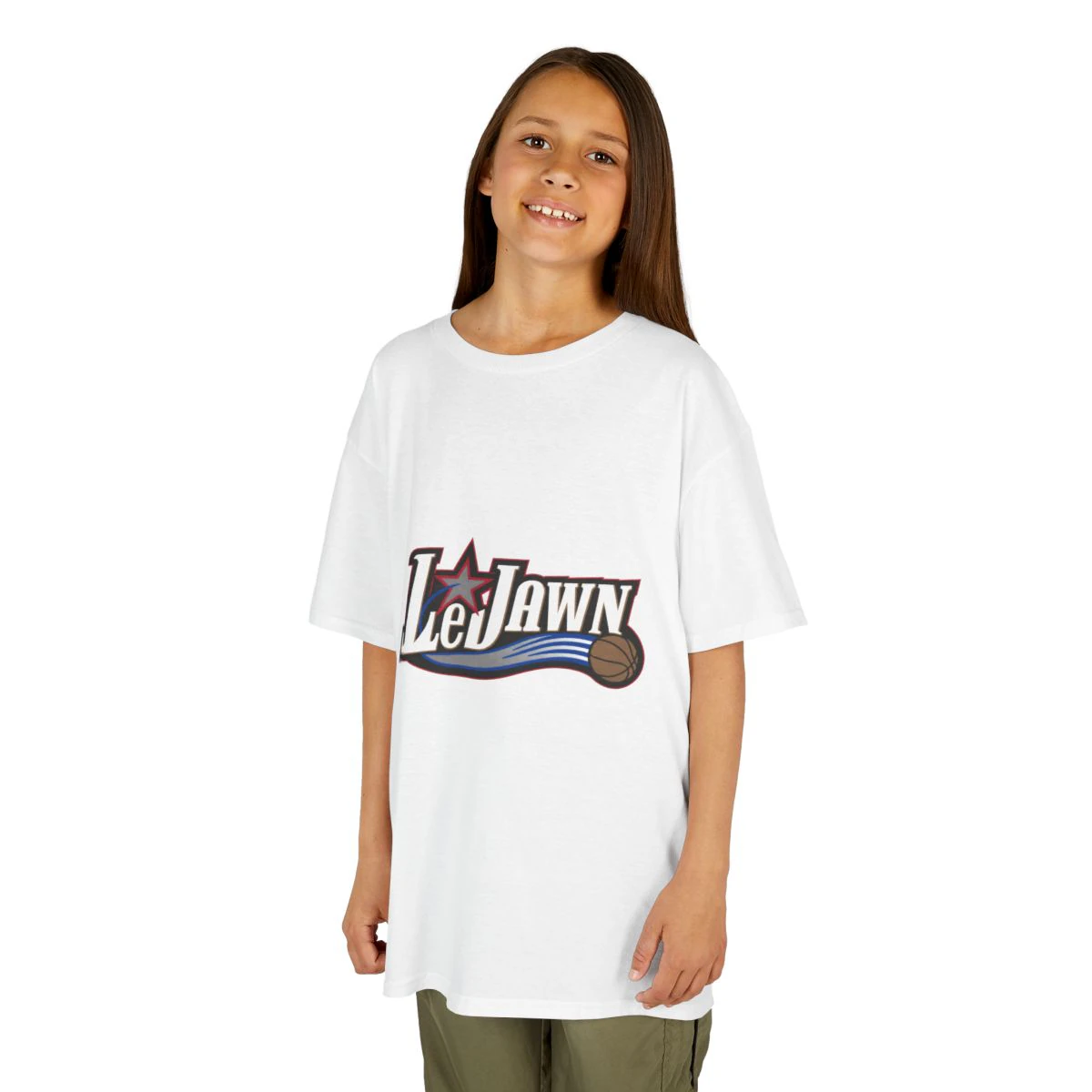LeJawn Kids T-Shirt - Lebron James Inspired 76ers Design - White - 5-size options - front product mockup