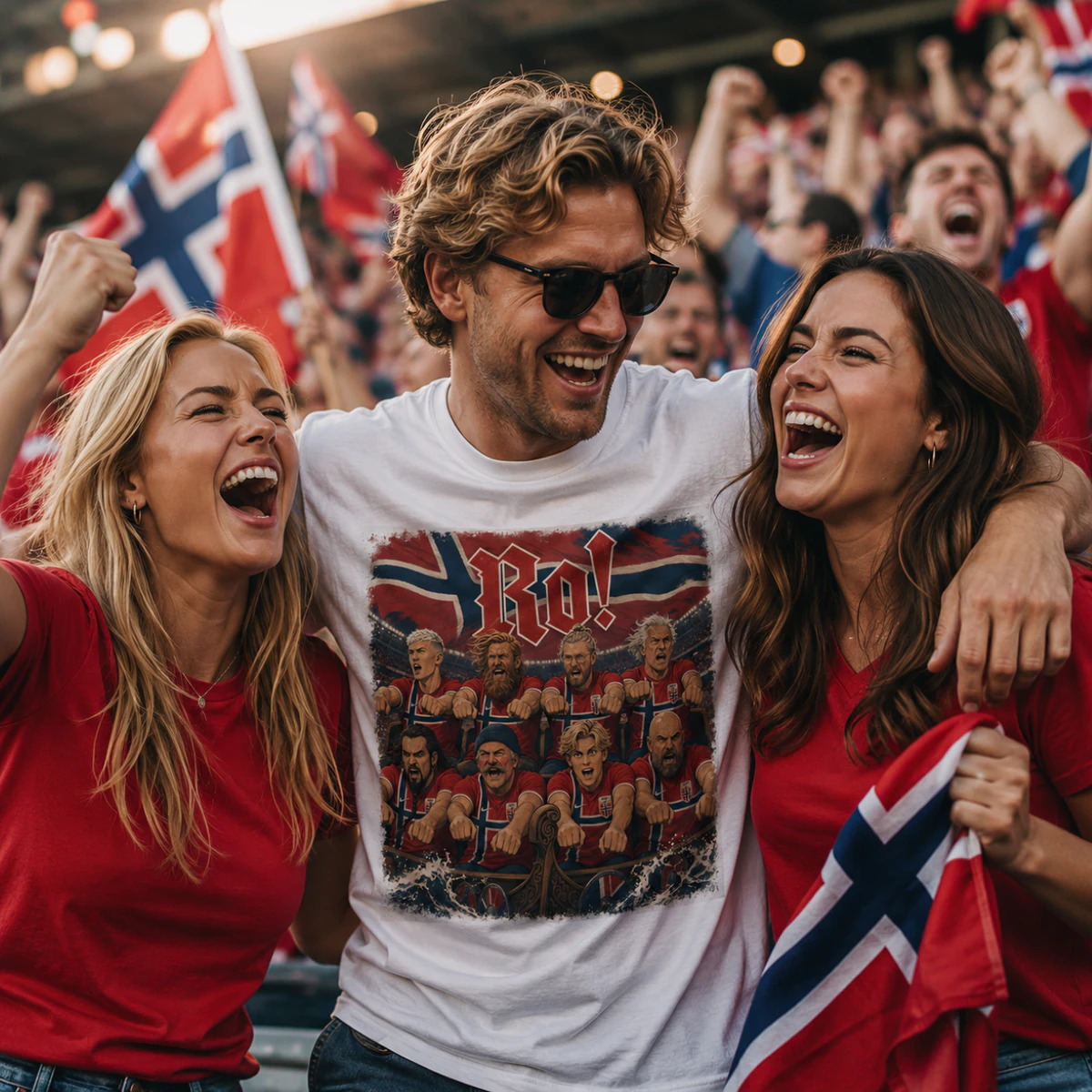 Viral Norway Viking Row "Ro!" Soccer/Football T-Shirt product mockup 1