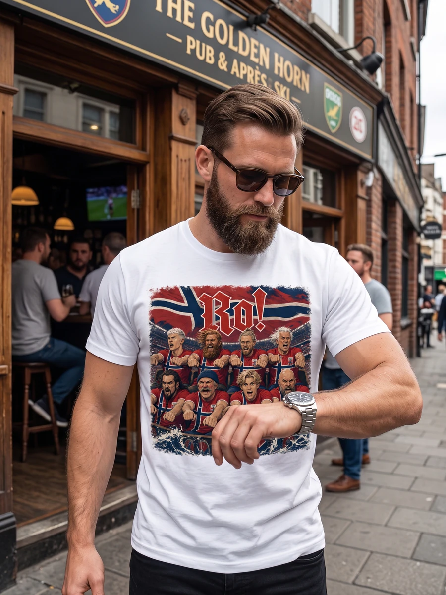 Viral Norway Viking Row "Ro!" Soccer/Football T-Shirt product mockup 3