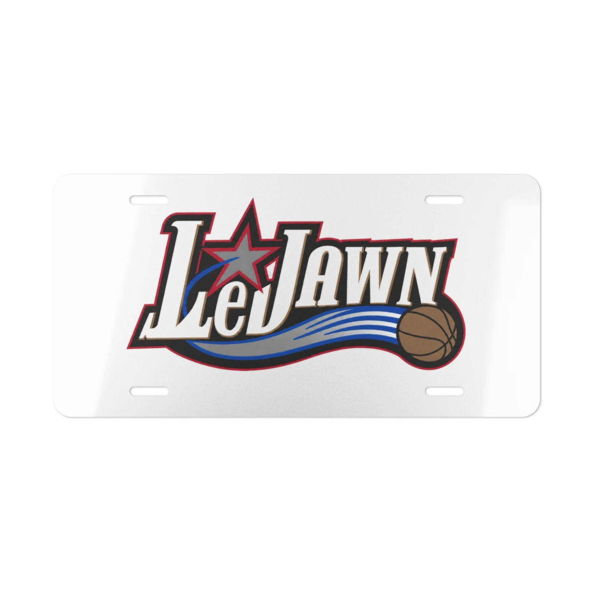 LeJawn Car Vanity Plate - Lebron James Inspired 76ers Design - color options - 12" × 6" - other product mockup