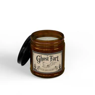 Ghost Fart Unscented Halloween Candle - Funny Spooky Gift - Amber Jar + Black Lid, 4oz, other product view