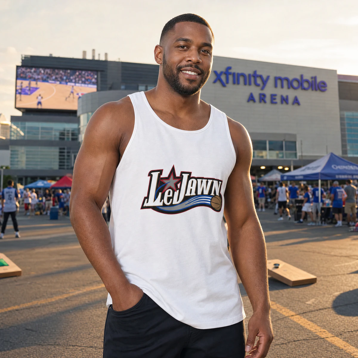 LeJawn Tank Top - Lebron James Inspired 76ers Design - White - 7-size options - other product mockup