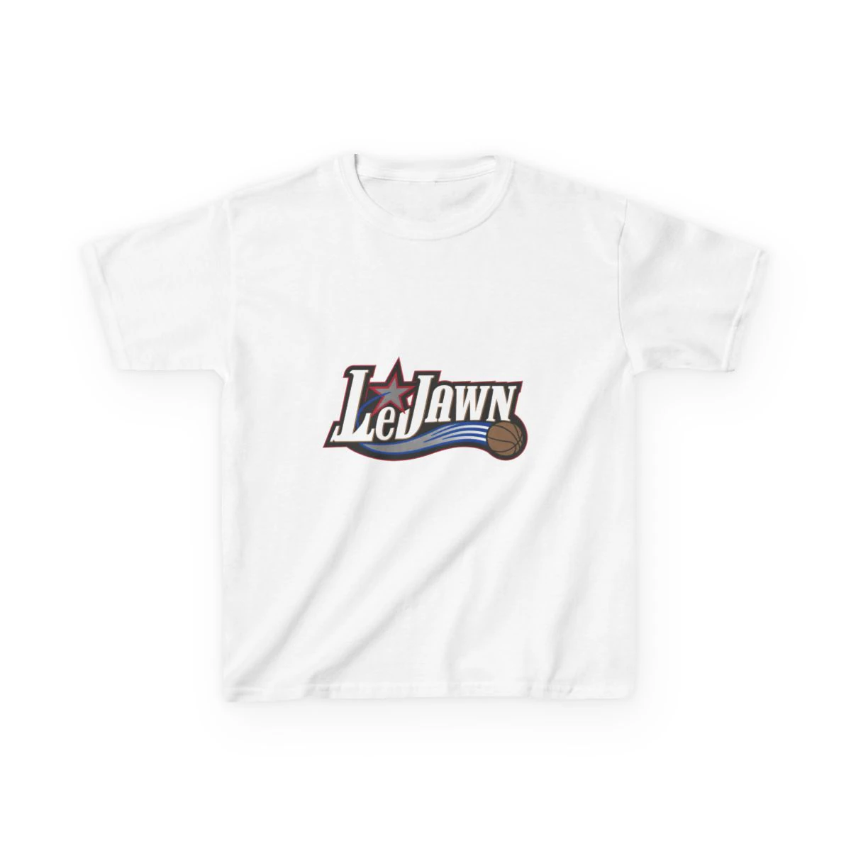 LeJawn Kids T-Shirt - Lebron James Inspired 76ers Design - White - 5-size options - front product mockup