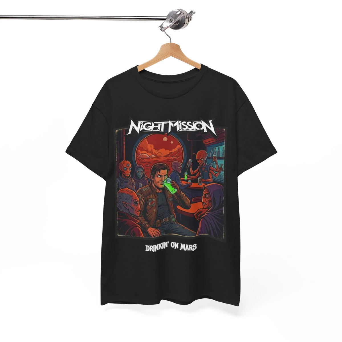 Night Mission Grinning Pilot Drinkin' On Mars Shirt product mockup 2