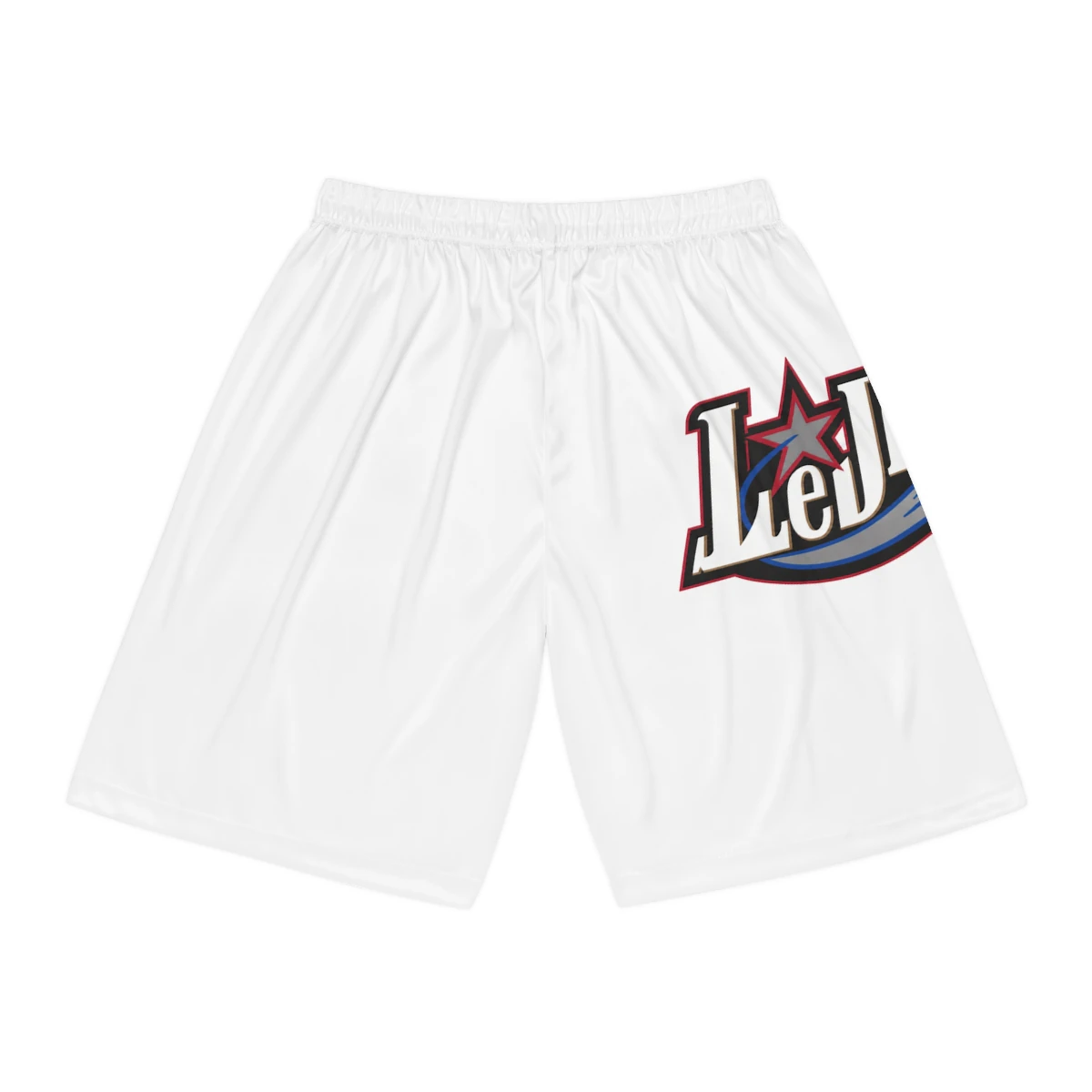 LeJawn Basketball Shorts - Lebron James Inspired 76ers Design - Seam thread color automatically matched to design - 6-size options - other product mockup