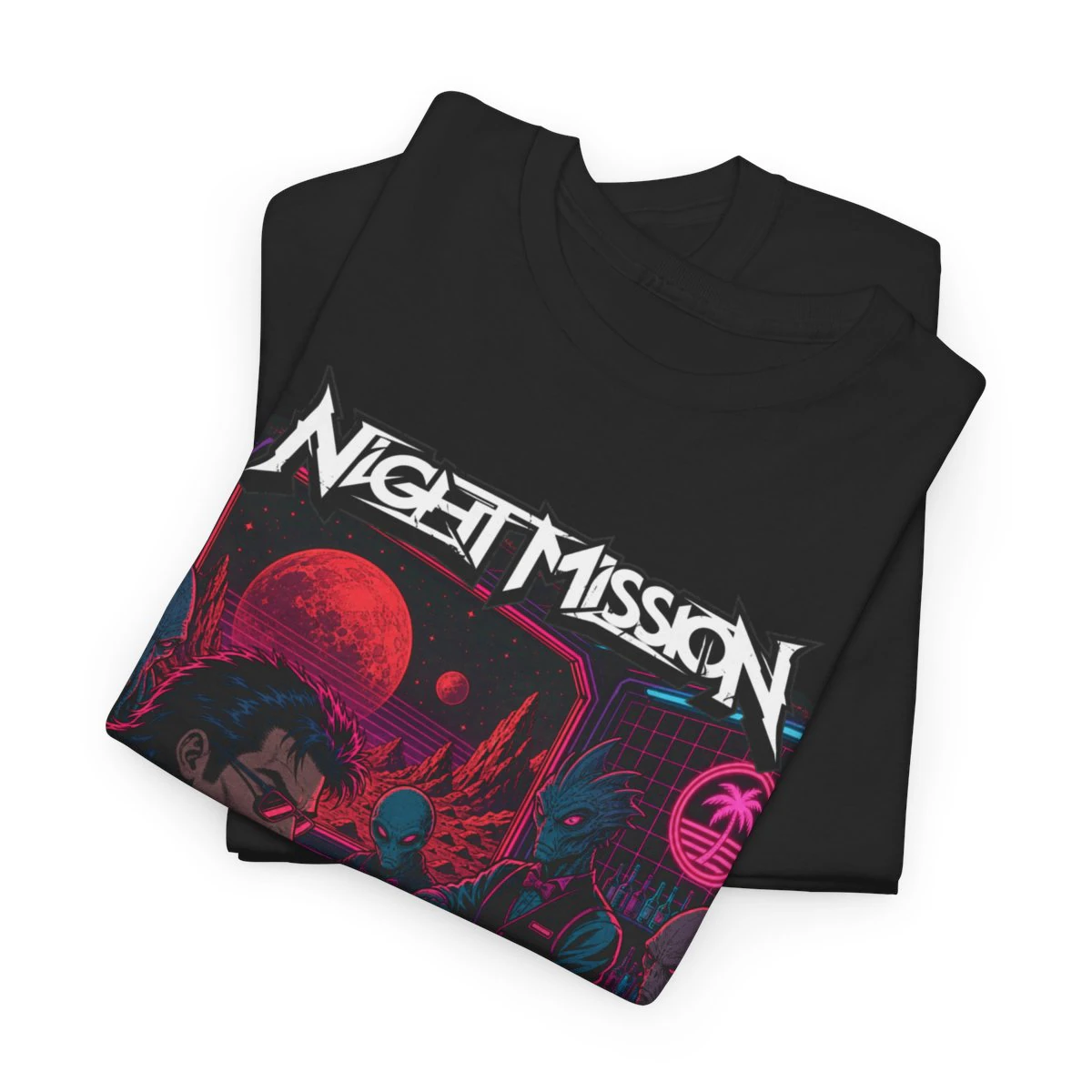 Night Mission 80s Retrowave Drinkin' On Mars Shirt product mockup 3