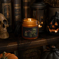 Smell of Your Nose Cut Off Unscented Halloween Candle - Amber Jar + Black Lid, 4oz, other product view
