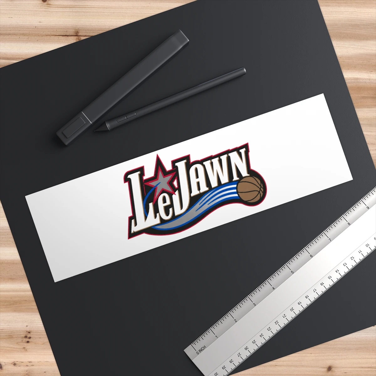 LeJawn Bumper Stickers - Lebron James Inspired 76ers Design - color options - 11" × 3" - other product mockup